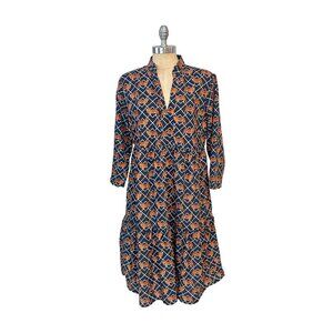 Classic Southern Smocks Womens Long Sleeve Tiger Print Dress NWT Large